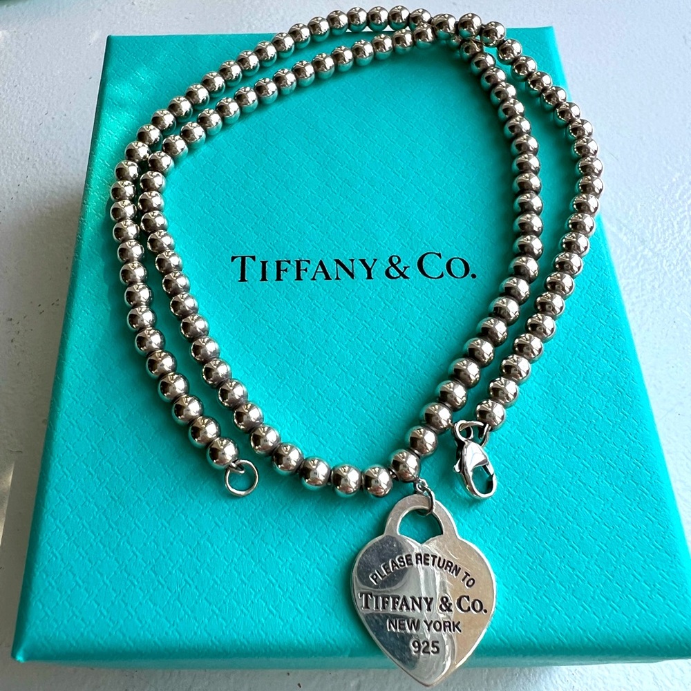 Tiffany & Co Heart Tag Bead Necklace